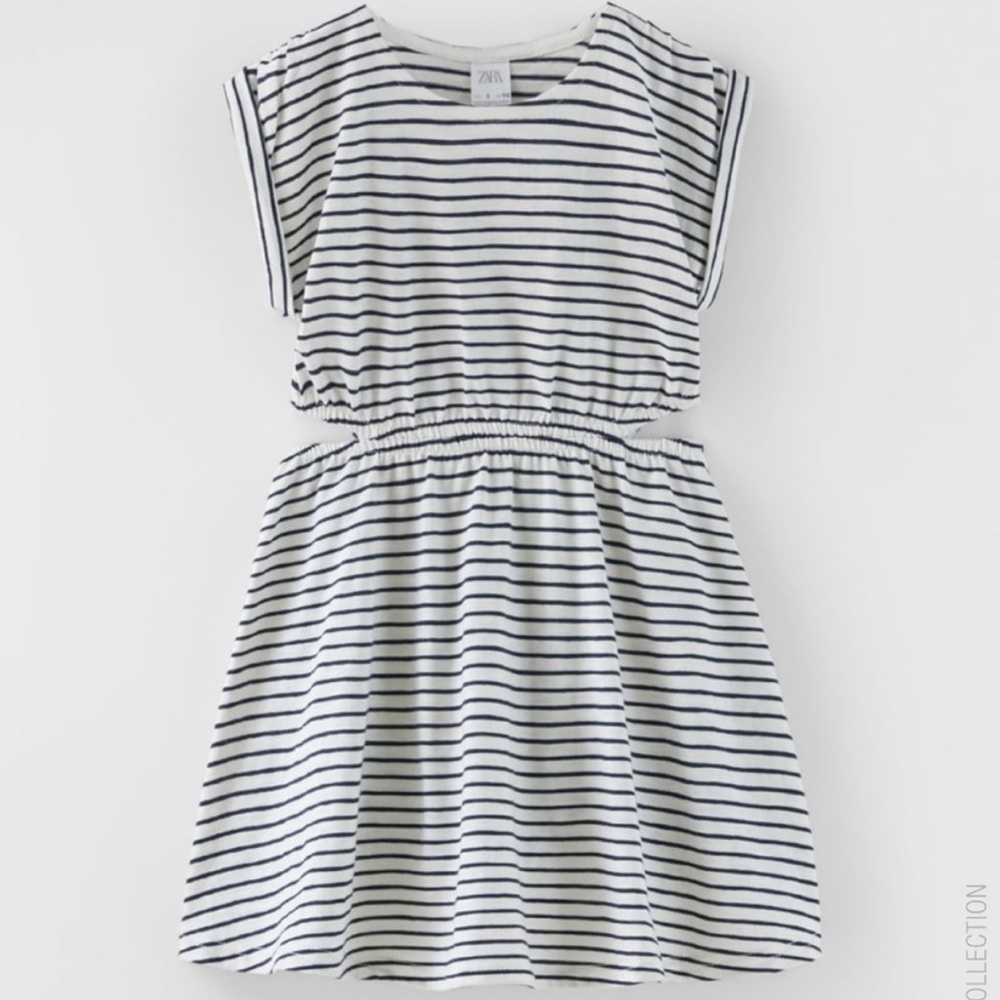 Zara Striped Navy and White Kids Dress